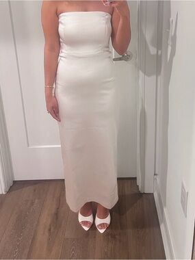 Abercrombie & Fitch Strapless White Midi Dress